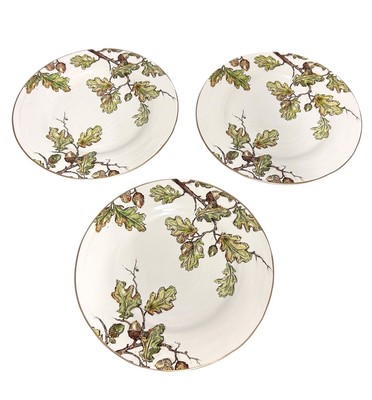 Pier 1 Imports Dinner Plates Autumn Oak Set Of 3 Earthenware 10 3/4”-image