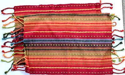 Set Of 2 Pier 1 Multi Striped Fringed Placemats 14 x 20 Southwest BOHO-image