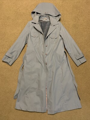 Women’s Vintage Long Blue Trench coat With Removable Liner Size 13-image