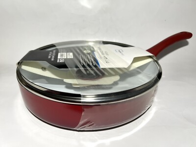 Mainstays 4-Quart Ceramic Jumbo Cooker with Glass Lid PTFE & PFOA Free Ombre Red-image