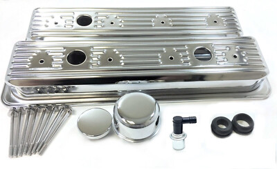 1987-00 Chevy Vortec GMC 305 5.0 & 350 5.7 Valve Covers Complete Kit All Chrome-image