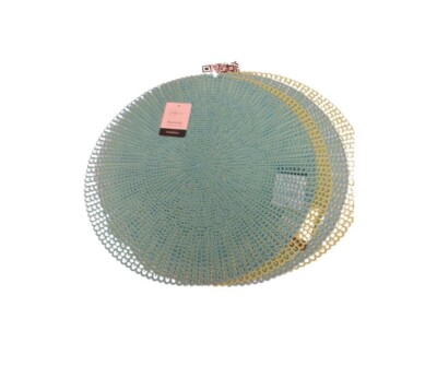 Mainstay Round Placemats  Trim Table Mats 4 (Multi Clr  6 Holiday (Blue & Green)-image