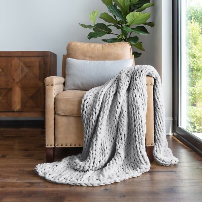 All Season Handmade Large Chunky Knit Throw by Kaycie Gray Fashion Collection-image