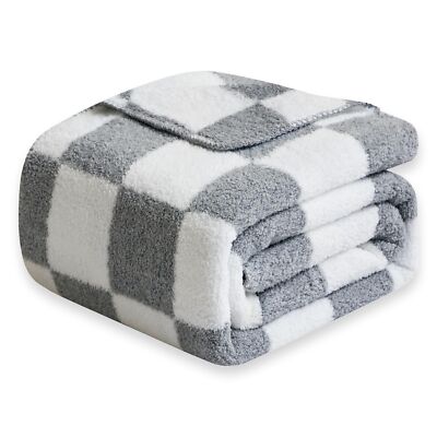 Checkered Throw Blanket - Comfortable Knit Breathable Blanket Cozy and Warm B...-image