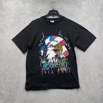 Vintage American Thunder Feel The Wind Kanye Mens T Shirt Single Stitch XL Black-image