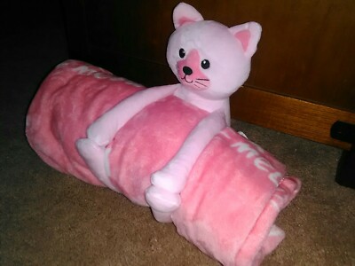 Warm & Cozy Blanket With Stuffed Plush Cat Animal Friend! * Brand New!-image