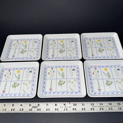 Set Of 6 Melamine Rectangle Trays 4 x 6 Wildflower Botanical Plants Italy-image