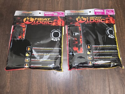 Heat Logic Thermal Base Layer Set  Woman's Size XL Stretch Black Soft Fabric-image