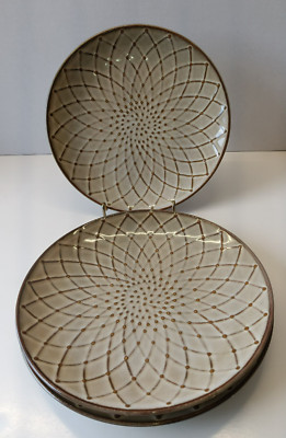 Pier 1 Imports Salad Plates Brown Textural Flower Pattern Set of 3-image