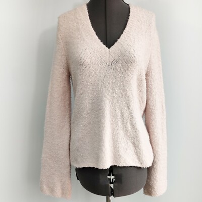 360 SWEATER V-Neck Sweater Soft Marshmallow-y Cozy Wool Blend Cream Pink Small-image