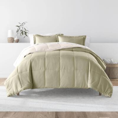 Becky Cameron Comforter Set Cal King Size Microfiber Machine Wash Sage + Ivory-image