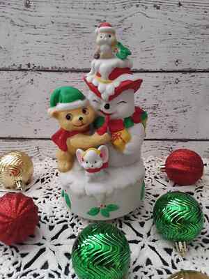 Vintage Frosty The Snowman & Friends Musical Figurine - Plays Jingle Bells-image