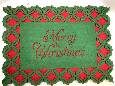 Lot of 6 Laser Cut Pier One Felt Placemats Red & White 13 X 18 