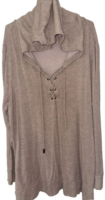 Tart Collections Intimates Misty Rose Criss Cross Tie front Cozy Hoodie Sz 1x-image