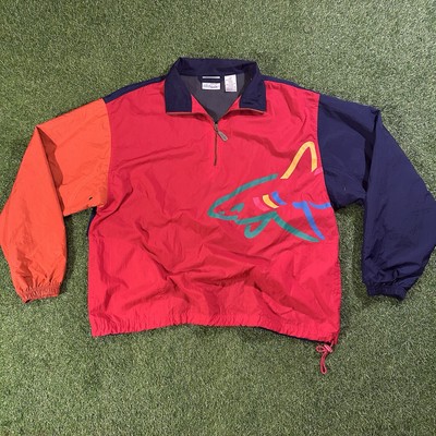 Vintage Reebok Greg Norman Windbreaker Jacket Men's L Colorblock 90s Shark Red-image