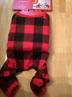 WonderShop Red & Black Buffalo Plaid Size S Up To 20lbs Fleece Pet Pajamas-image