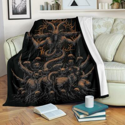 Skull Skeleton Unholy Possessed Messiah Resurrection Blanket Awesome Silver Gold-image
