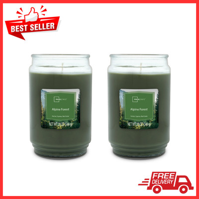 Mainstays Alpine Forest Scented Single-Wick Glass Jar Candle, 20 oz ( 2 Pack )-image