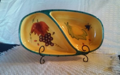 Extremely Rare Linda Raffel 2001 design serving dish colorful Henriksen imports-image