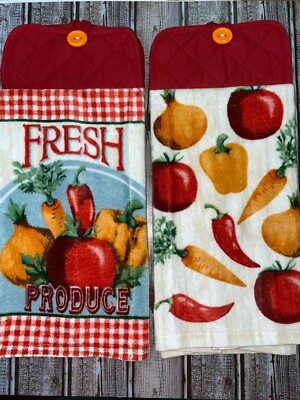 Fresh Produce Vegetables Garden Oven Door Hanging Potholder with Hand -image