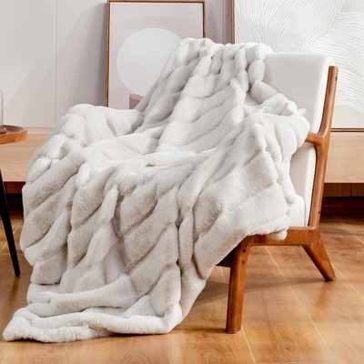 Cozy Bliss Faux Fur Throw Blanket for Couch, Cozy Soft Plush Thick Winter Bla...-image
