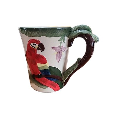 Pier1 Imports Ceramic Parrot Coffee Mug Cup Multicolor-image