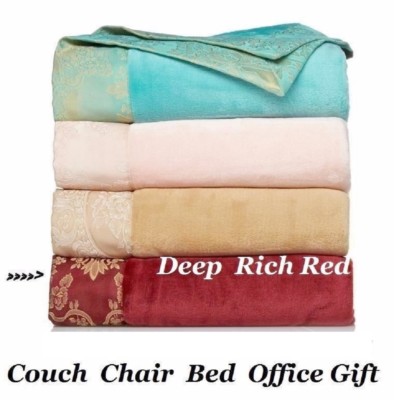HSN - QVC Soft & Cozy Plush Velvety Fleece Fur - Deep Rich Red Throw Blanket  -image