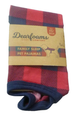 Dog Christmas Dearfoams cozy comfort Red Plaid Pet Pajamas size XS-image