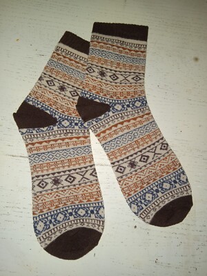 #5 One Pair Cozy Winter Geometric Pattern Thick Knit Women's Crew Socks Sz 6-10-image