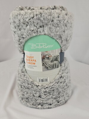 Bella Russo Gray & White Blanket Teddy Sherpa Throw 50