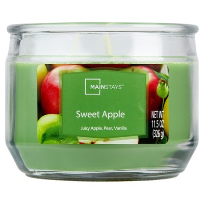Mainstays Sweet Apple Scented 3-Wick Glass Jar Candle, 11.5 oz.-image