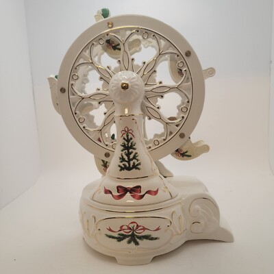 2001 Avon Vintage Porcelain Holiday Classic Wind Up Musical Ferris Wheel-image