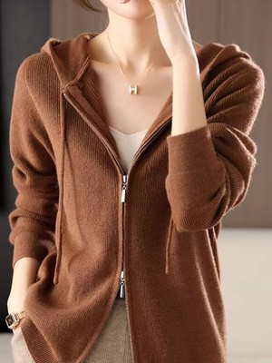 Cozy zip-up hooded sweater-image