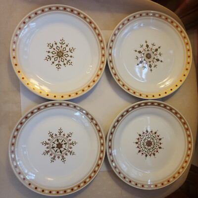 New Pier 1 Imports Retro Folk Print Set of 4 China Dessert 7.5