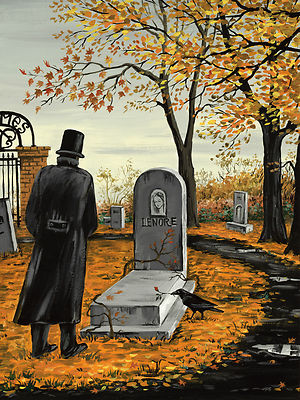 11x14 HALLOWEEN PRINT OF PAINTING RAVEN RYTA EDGAR ALLEN POE CROW RYTA Art 🎃-image