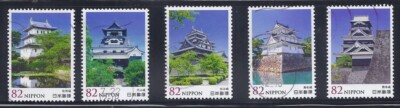 Japan 2014 Castles Complete Used Set 82Y Sc# 3699-3703-image
