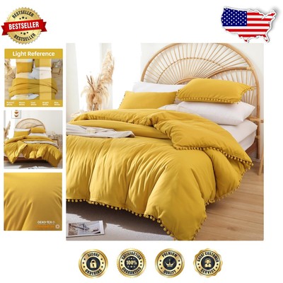 Mustard Yellow Full Comforter and Pillow Shams - Cozy, Machine Washable Bedding-image