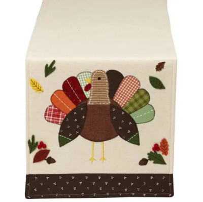 Thanksgiving Fall Turkey Embellished Table Runner 14 x 64-image