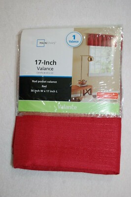 Window Valance BRICK RED WOVEN TYPE FABRIC Rod Pocket 17 INCH (56