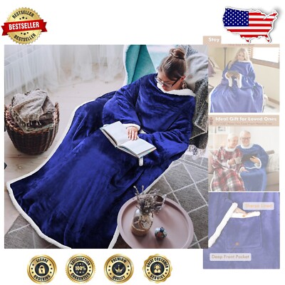 Super Soft Wearable Sherpa Blanket with Kangaroo Pocket - Ultimate Comfort-image