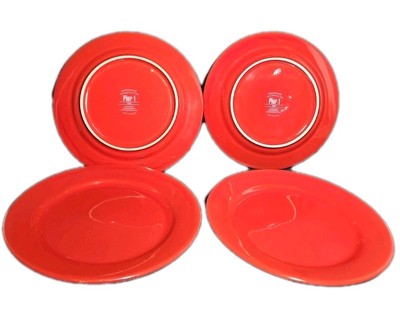 Pier1 Earthenware Red Salad Plates Set Of 4 Beautiful-image