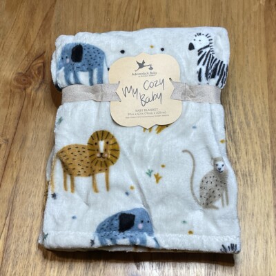 Adirondack Baby My Cozy Baby Blanket 30 x 40 in Plush Lion Zebra Safari Design-image