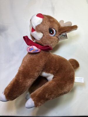 Vintage Rudolph The Red Nosed Reindeer Animated Wind Up Musical w/ Moving Head-image