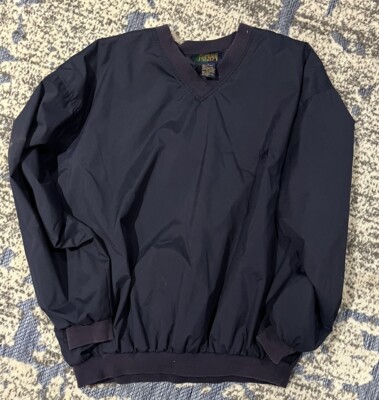 VINTAGE Golf Windshirt Mens Large Navy Blue Pullover Wind jacket V Neck 90’s 80s-image