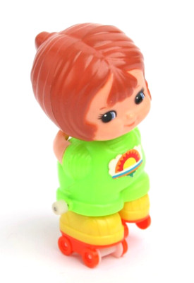 Vintage 1977-78 Tomy Wind-Up Rollerskating Rollerskate Girl KID-A-LONGS Toy-image
