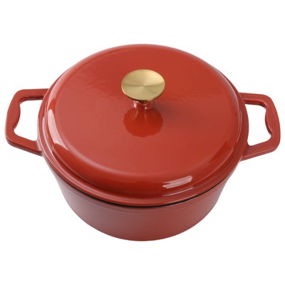 Red 4.75qt Ceramic Enamel Cast Iron Dutch Oven - Includes Lid Free Shipping-image