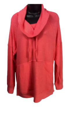 Women's Favorite Lounge Coral Size L Top Cozy Comfy Plush Pullover Sweater-image