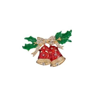 Christmas Brooch, Vintage Christmas Bells Brooch, Christmas Wind Chime Bell-image