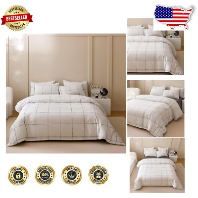 Luxury King Comforter Set - 3-Piece Soft Cotton and Microfiber Bedding Set-image
