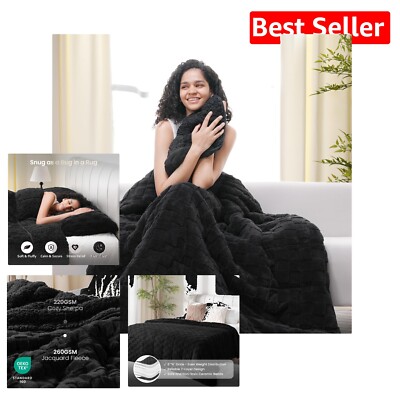 15lbs Twin Size Sherpa Weighted Blanket - Checkered Fluffy Luxury for Sleep-image